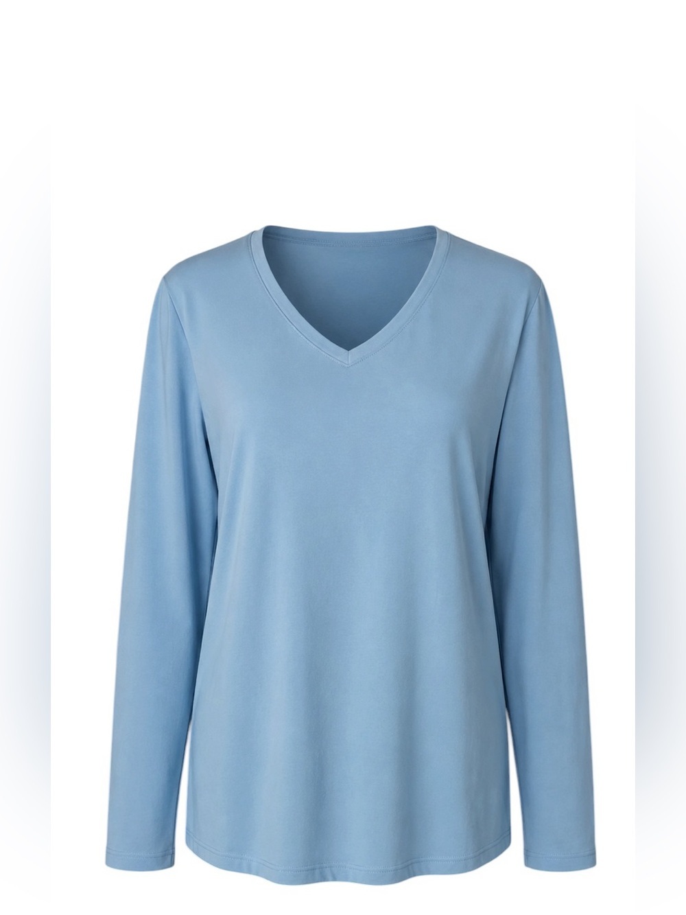 COOLIBAR Morada Everyday Long Sleeve V-Neck T-Shirt | Light Blue Heather Size 2X